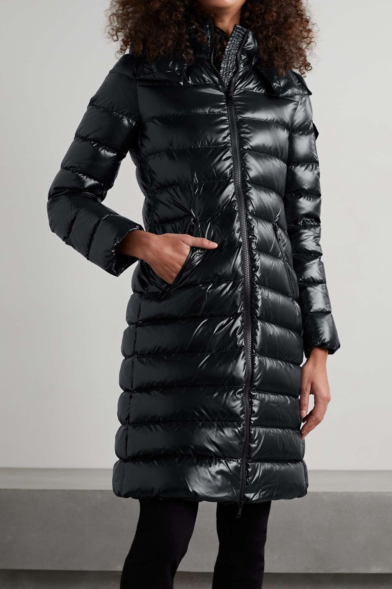 Moka hooded quilted glossed-shell down coat - 3