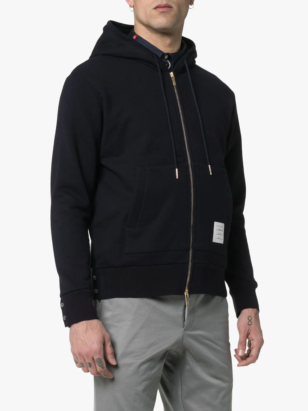 Center-Back Stripe Loopback Hoodie - 3