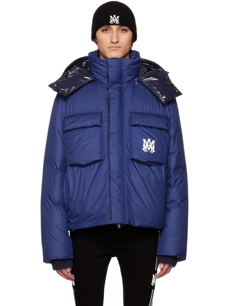 Blue Hooded Down Jacket 1
