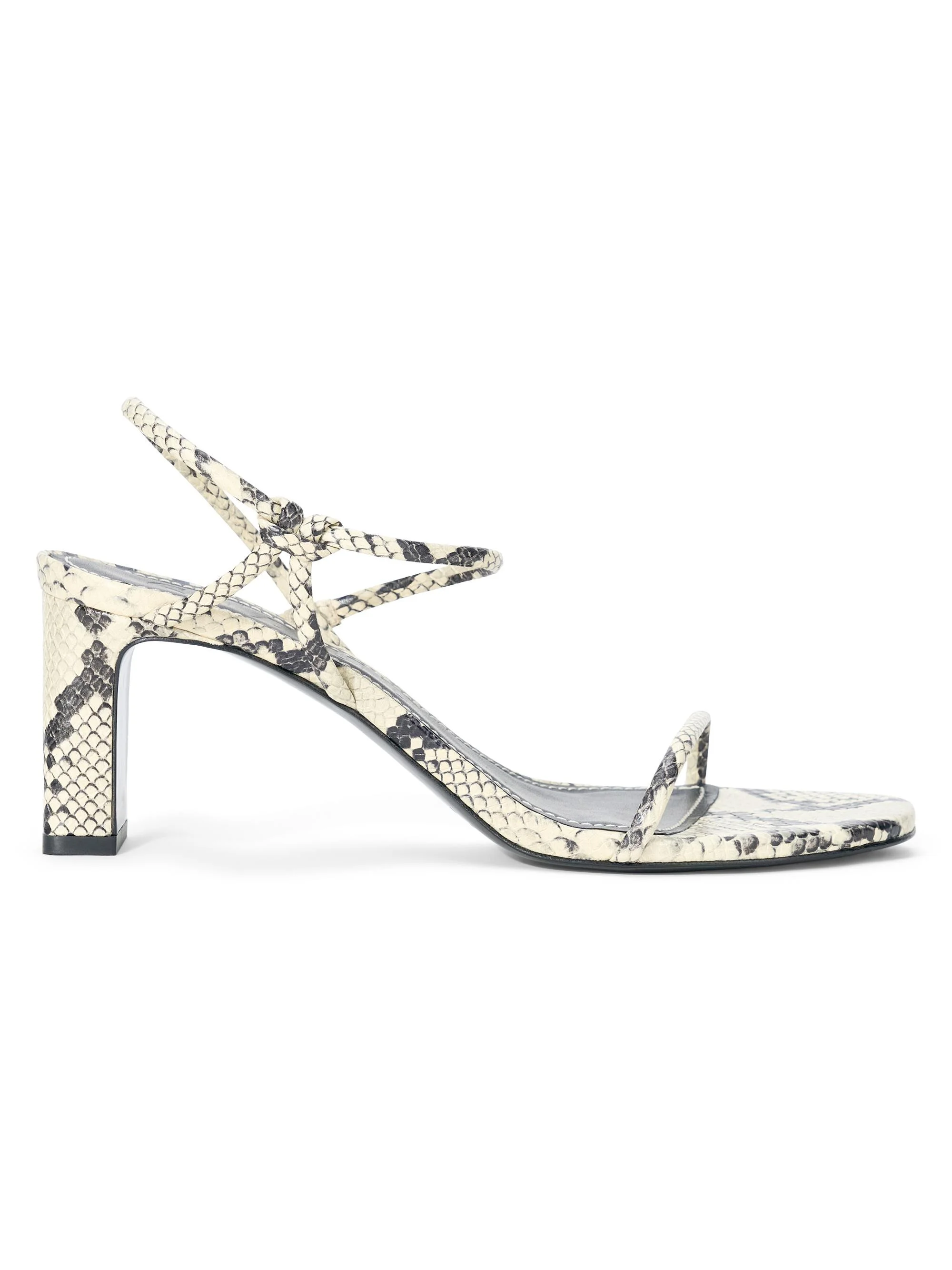 Women's Laurel 70MM Snake-Embossed Leather Sandals - White Snake - 1