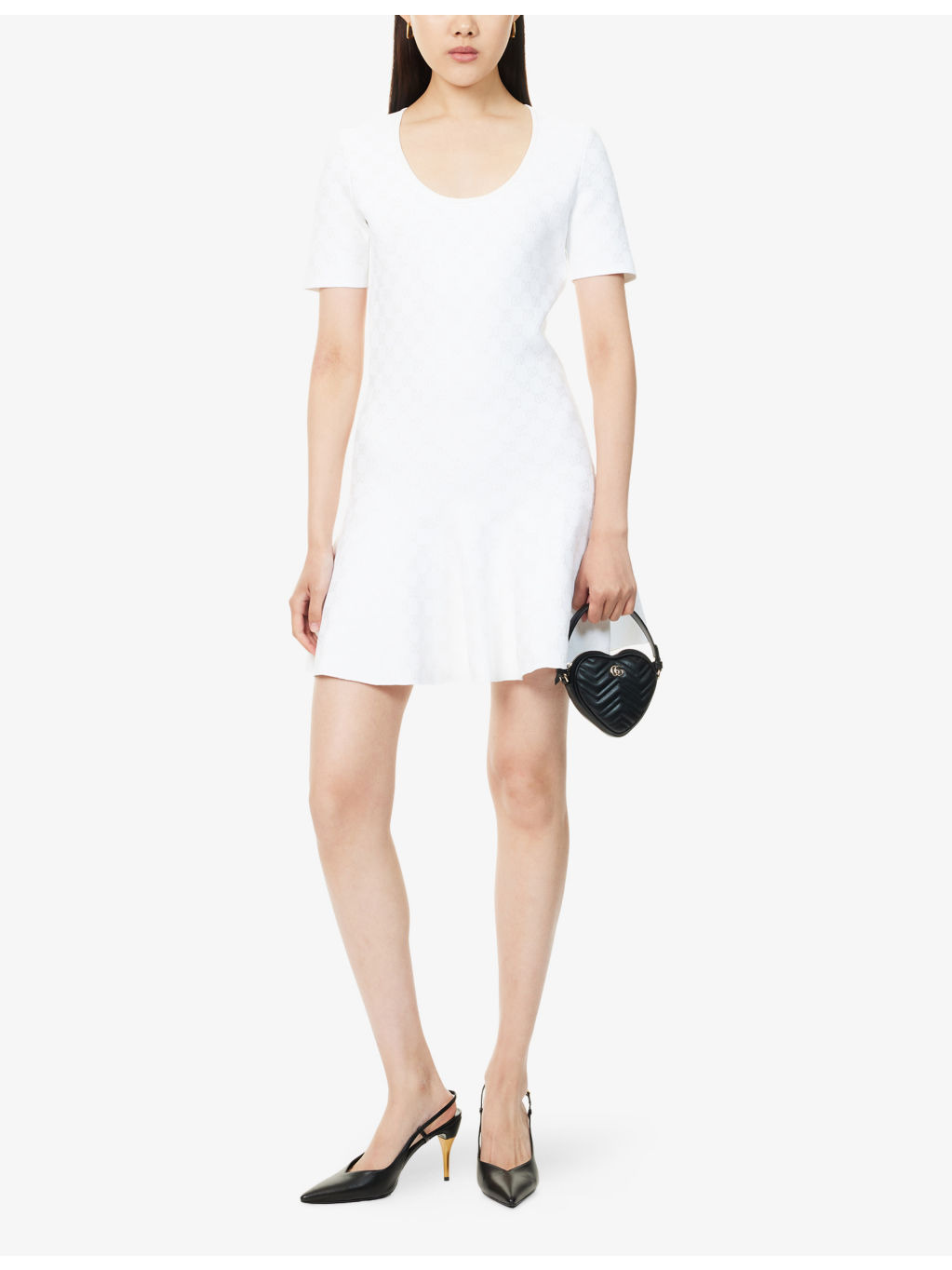 Monogram Pleated Knitted Mini Dress - 2