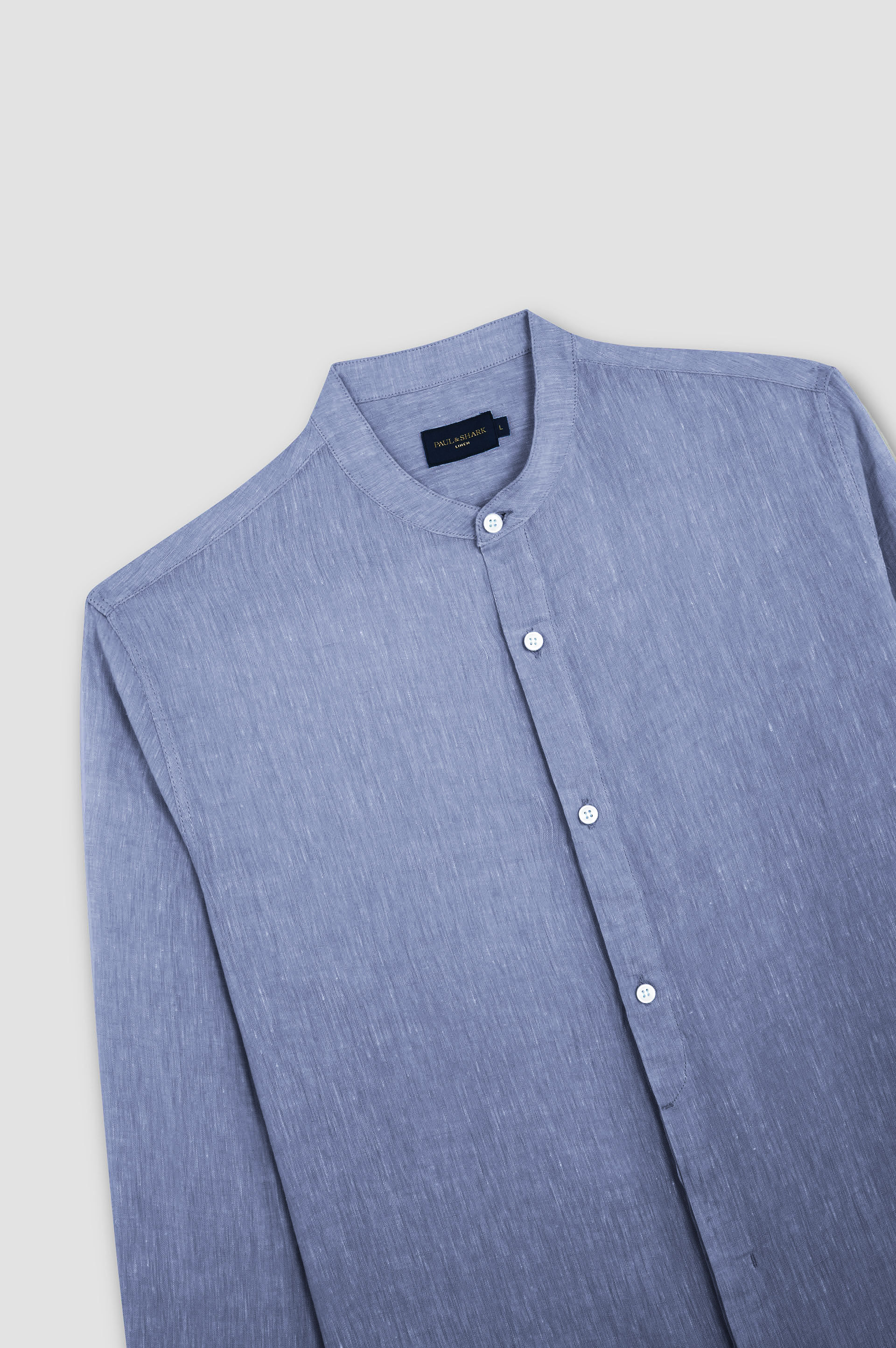 LINEN SHIRT WITH MANDARIN COLLAR - 5