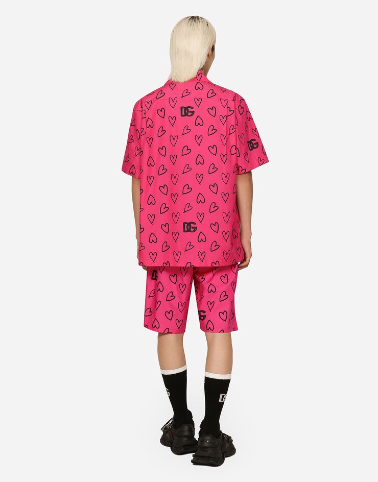 Cotton jogging shorts with DG heart print - 3