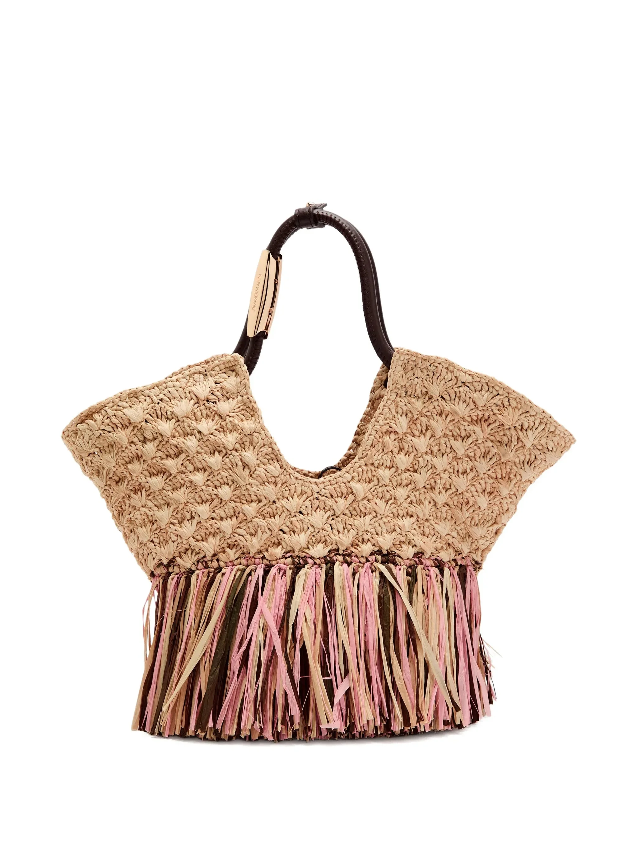 Zimmermann Small Goldentime Fringed Raffia Tote Bag - 1