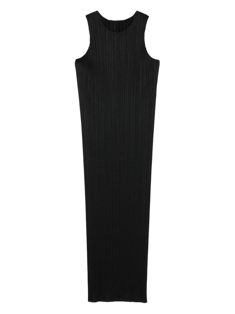 pleated sleeveless midi dress 1