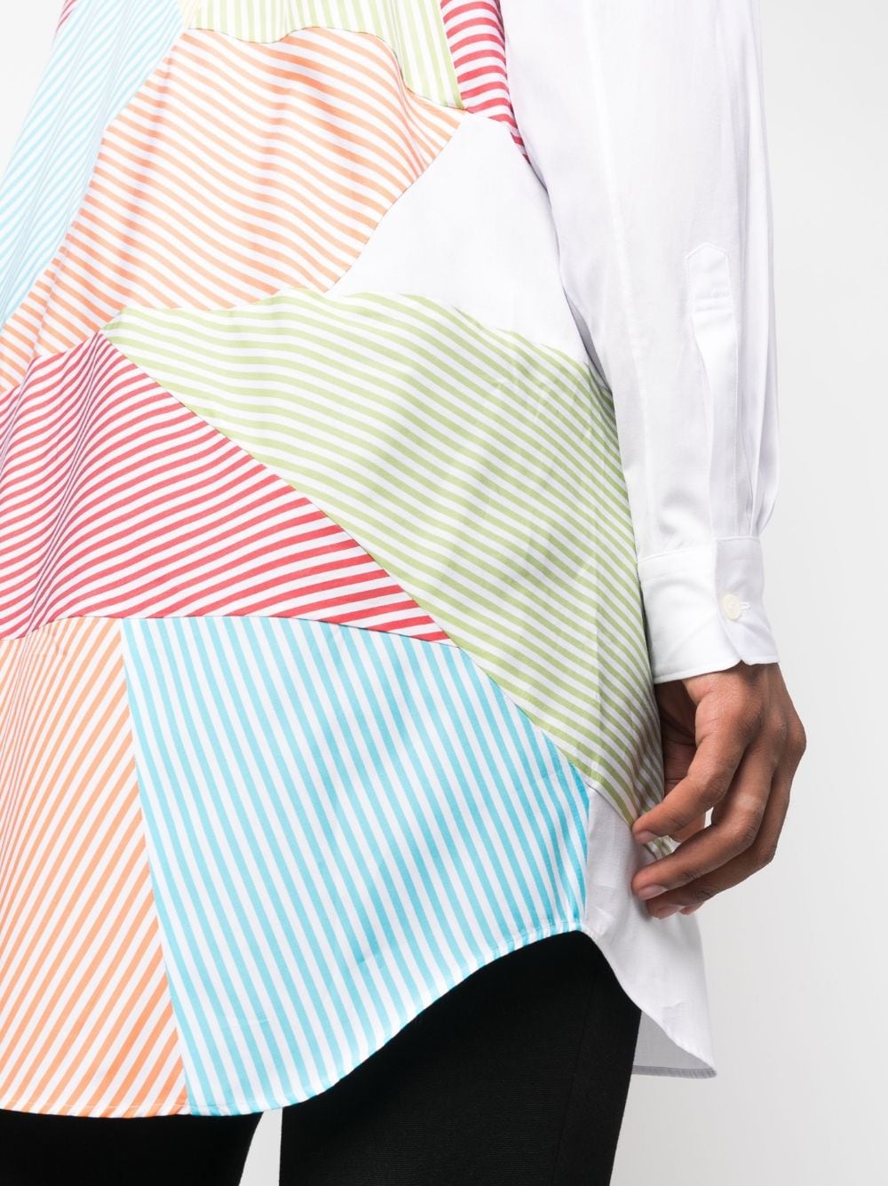 striped panelled cotton shirt - 5