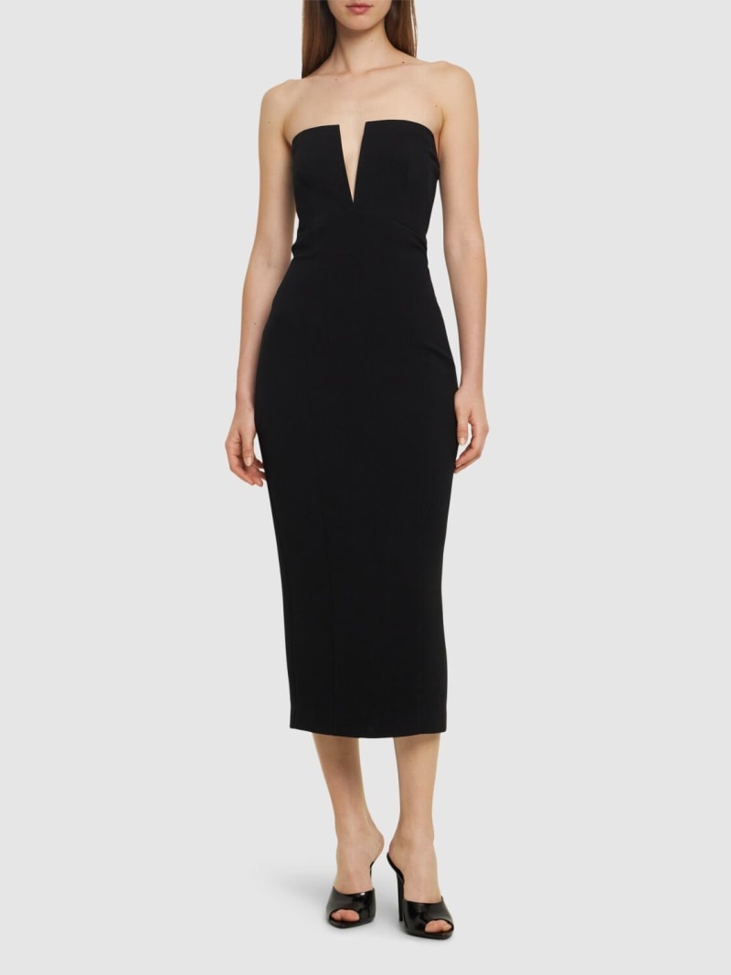 Strapless stretch wool & silk midi dress - 2