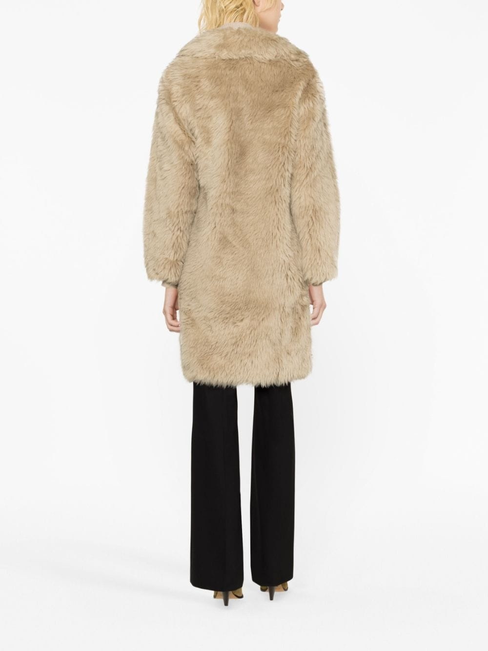 spread-collar faux-fur coat - 3