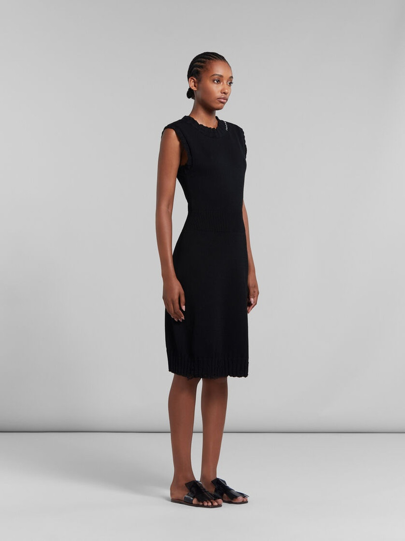 BLACK DISHEVELLED COTTON KNITTED DRESS 6