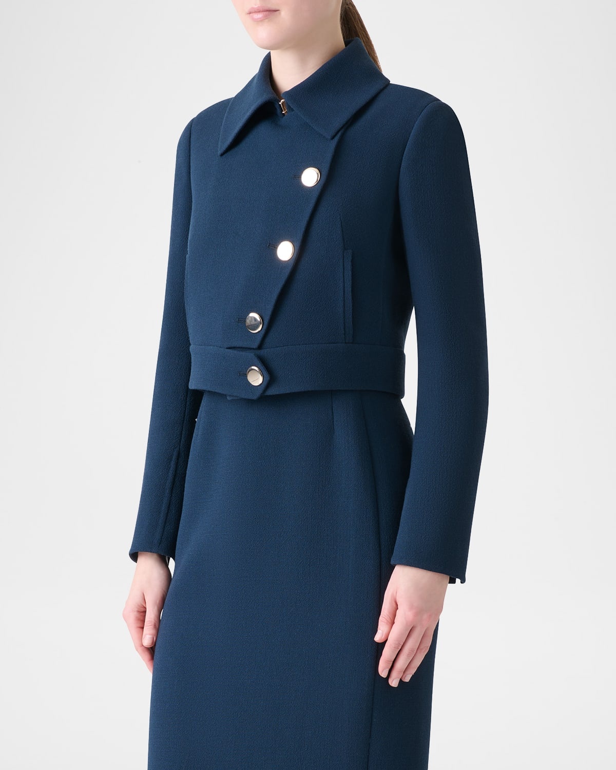 Dana Asymmetric-Button Wool Crepe Jacket - 4