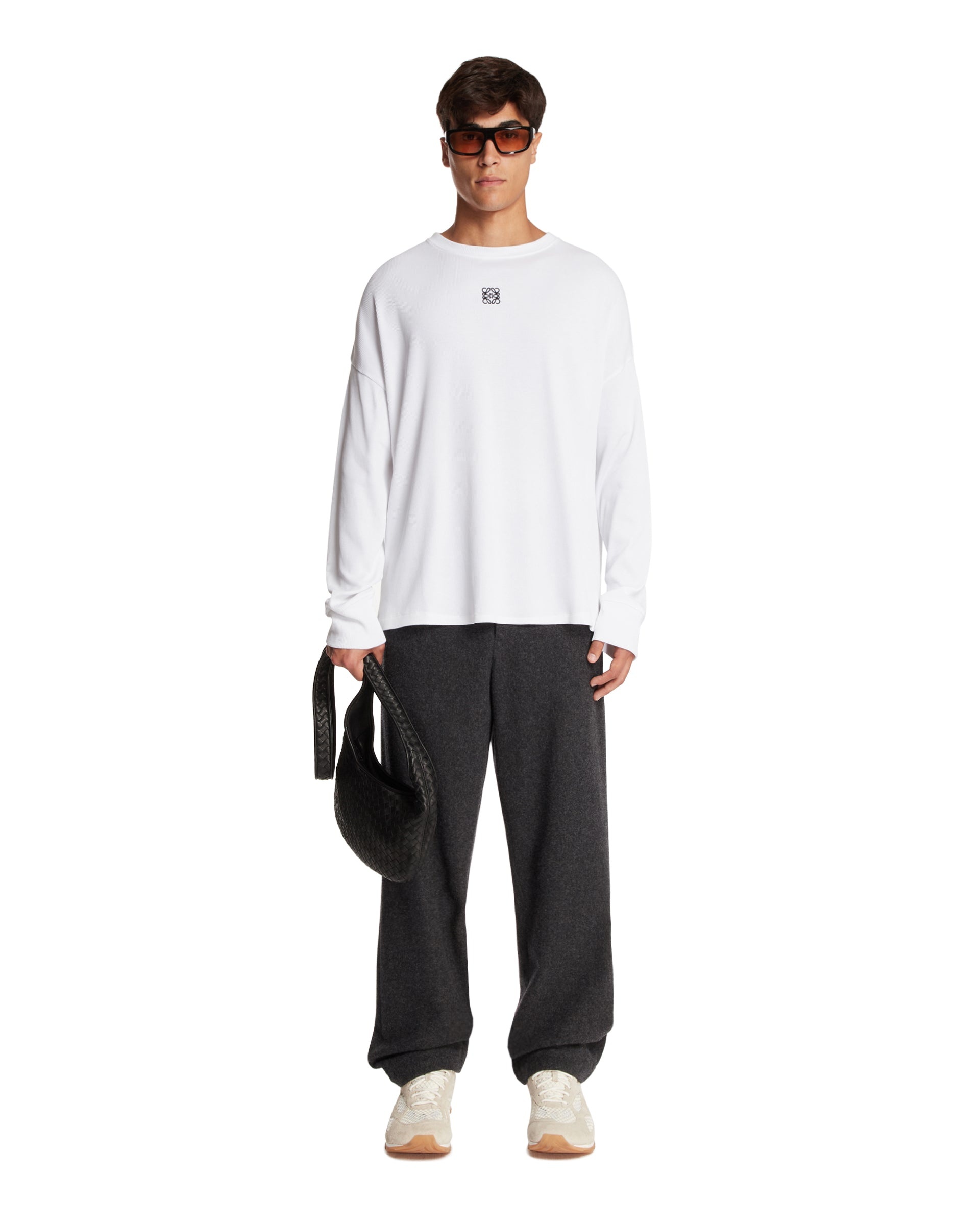 Gray Wool Flannel Tapered Pants - 2