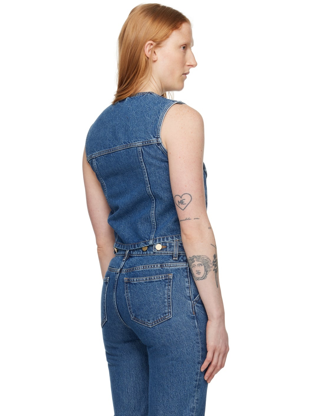 Blue Fitted Denim Vest - 3