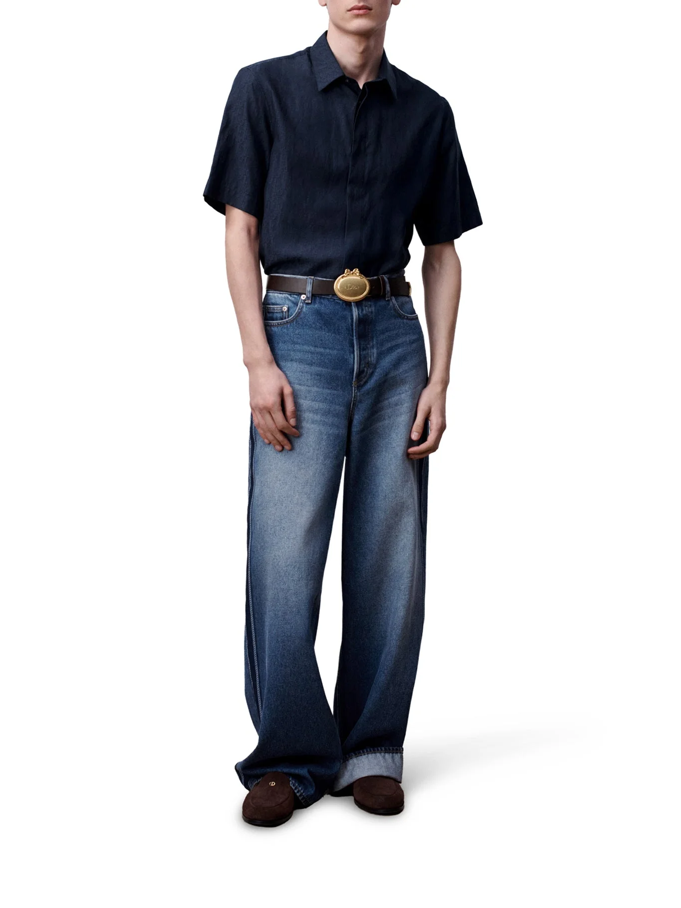 BAGGY JEANS IN BLUE COTTON TWILL - 1