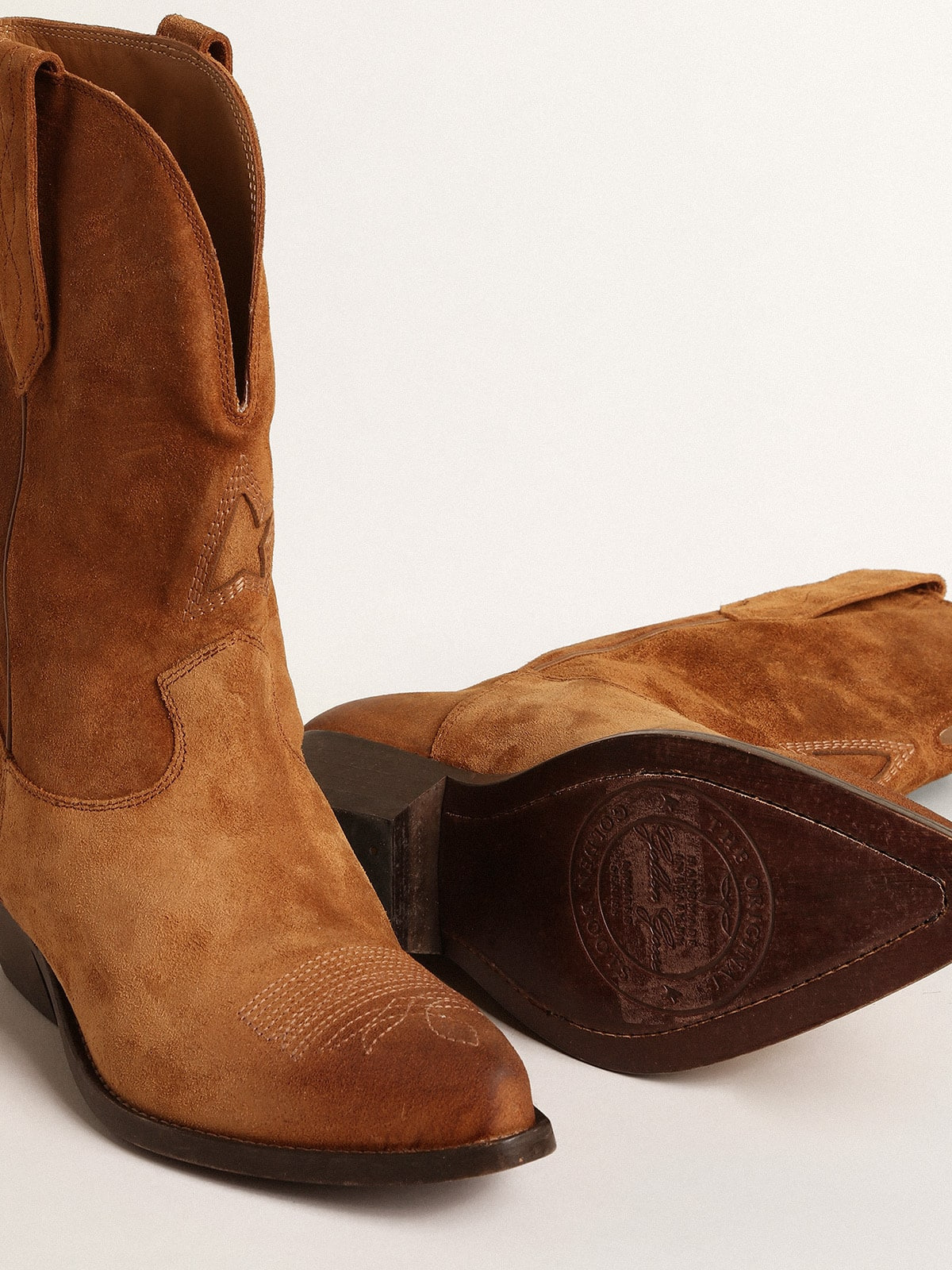 Low Wish Star boots in cognac-colored suede with inlay star - 3
