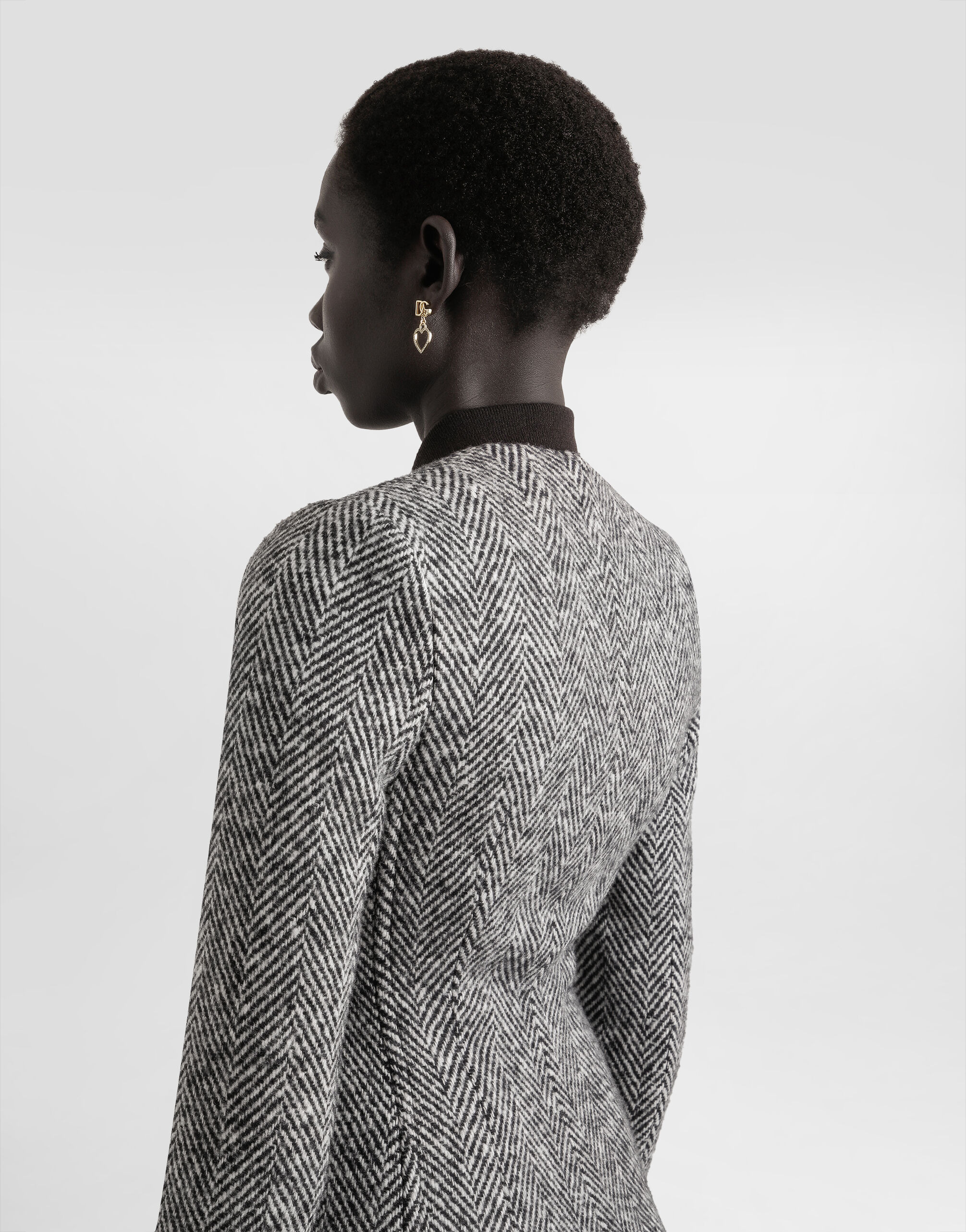 Single-breasted jacket in wool chevron - 5