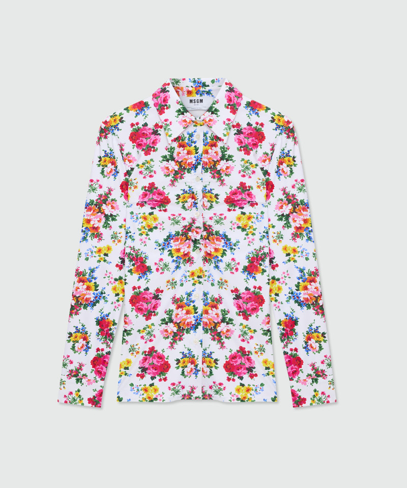 White floral-print lycra shirt 1