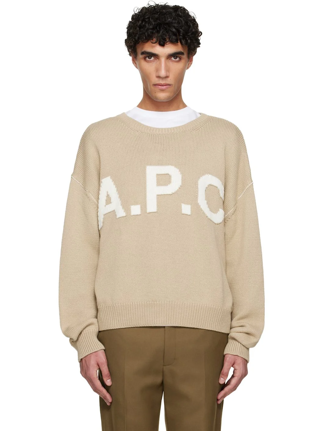 Beige Logo 'A.P.C.' Sweater - 1
