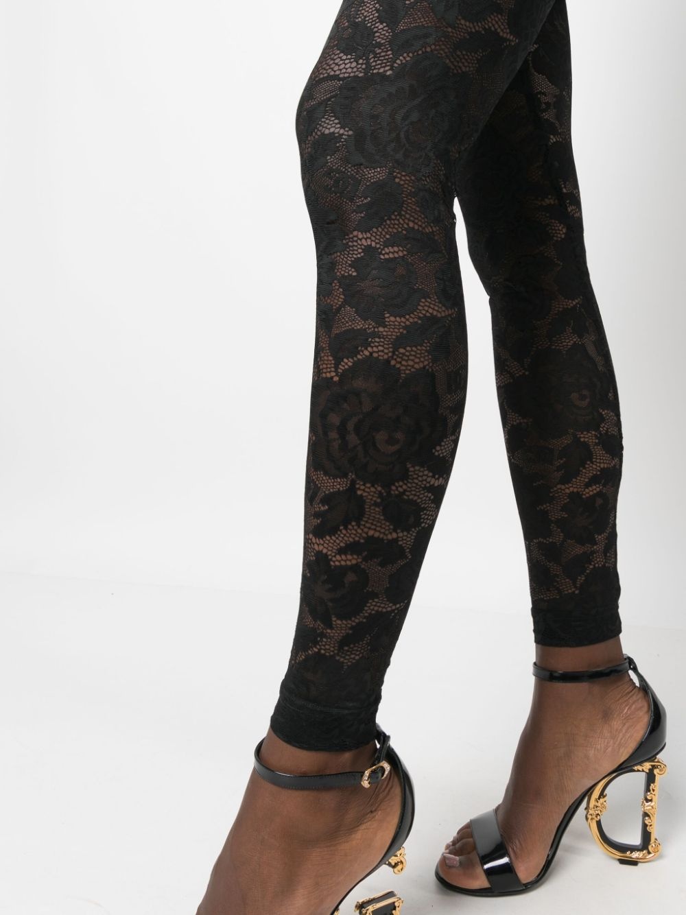 floral-lace logo-waistband leggings - 5