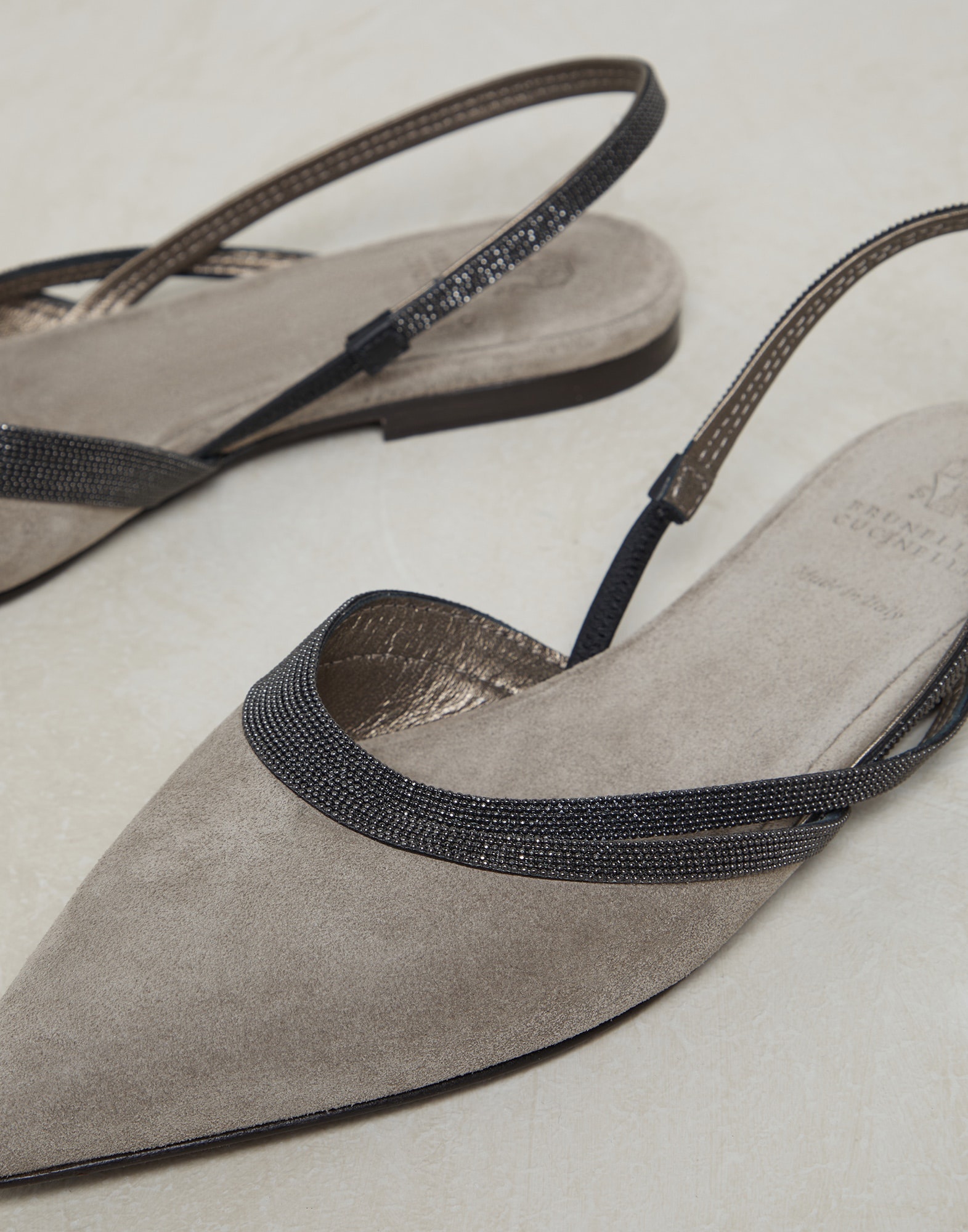 Suede slingback flats with precious straps - 3