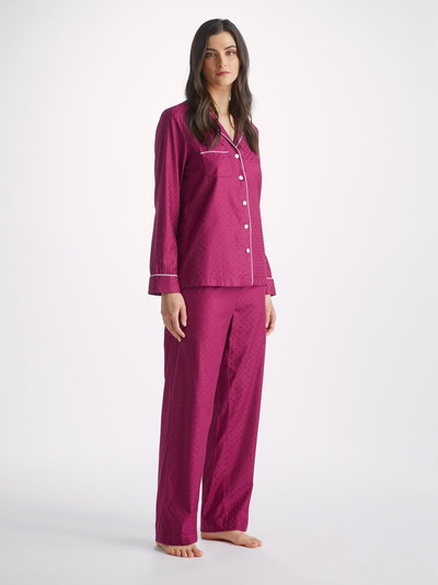 Derek Rose Women's Pyjamas Kate 7 Cotton Jacquard Berry outlook