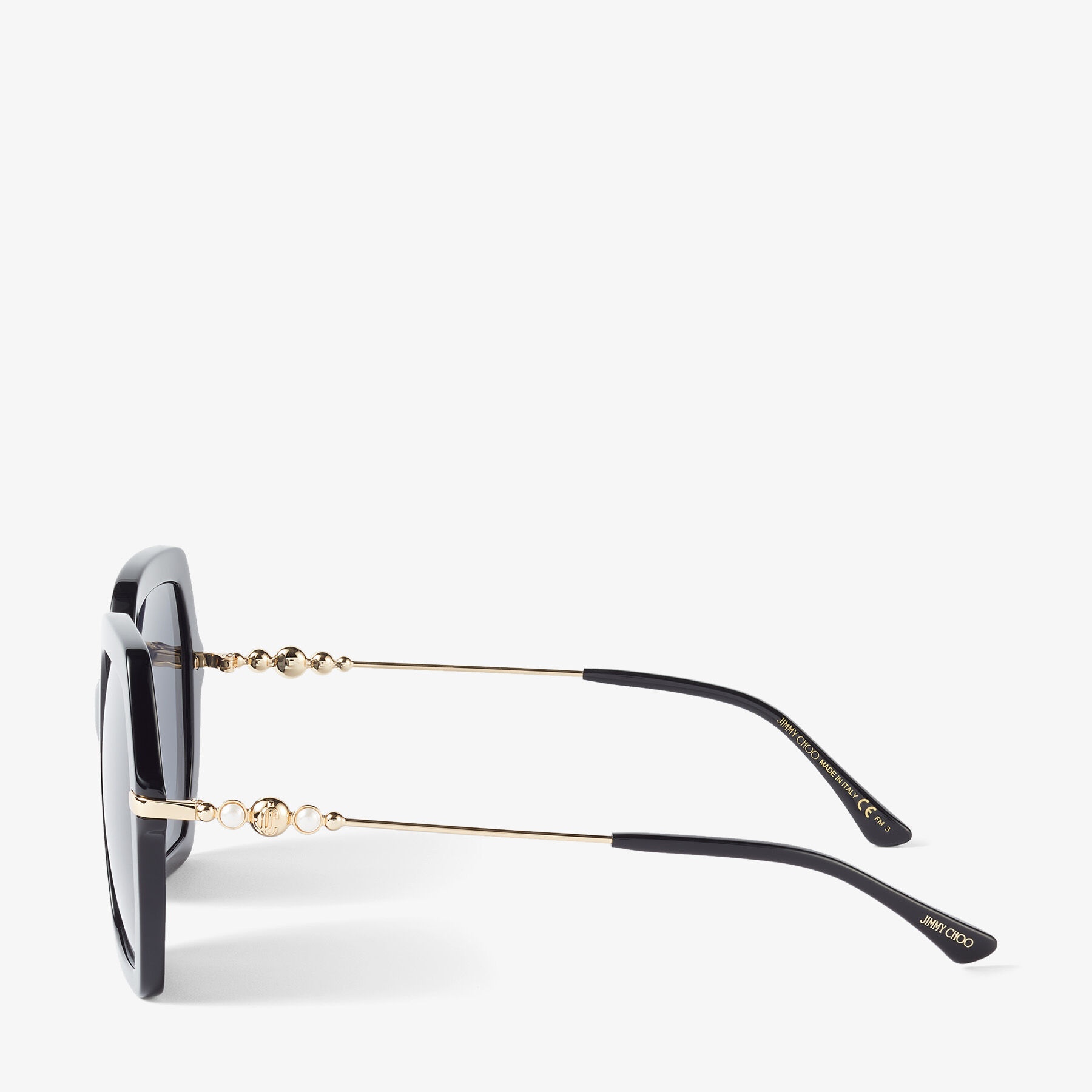 Esther
Black Square-Frame Sunglasses with Pearls - 2