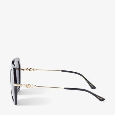 JIMMY CHOO Esther
Black Square-Frame Sunglasses with Pearls outlook