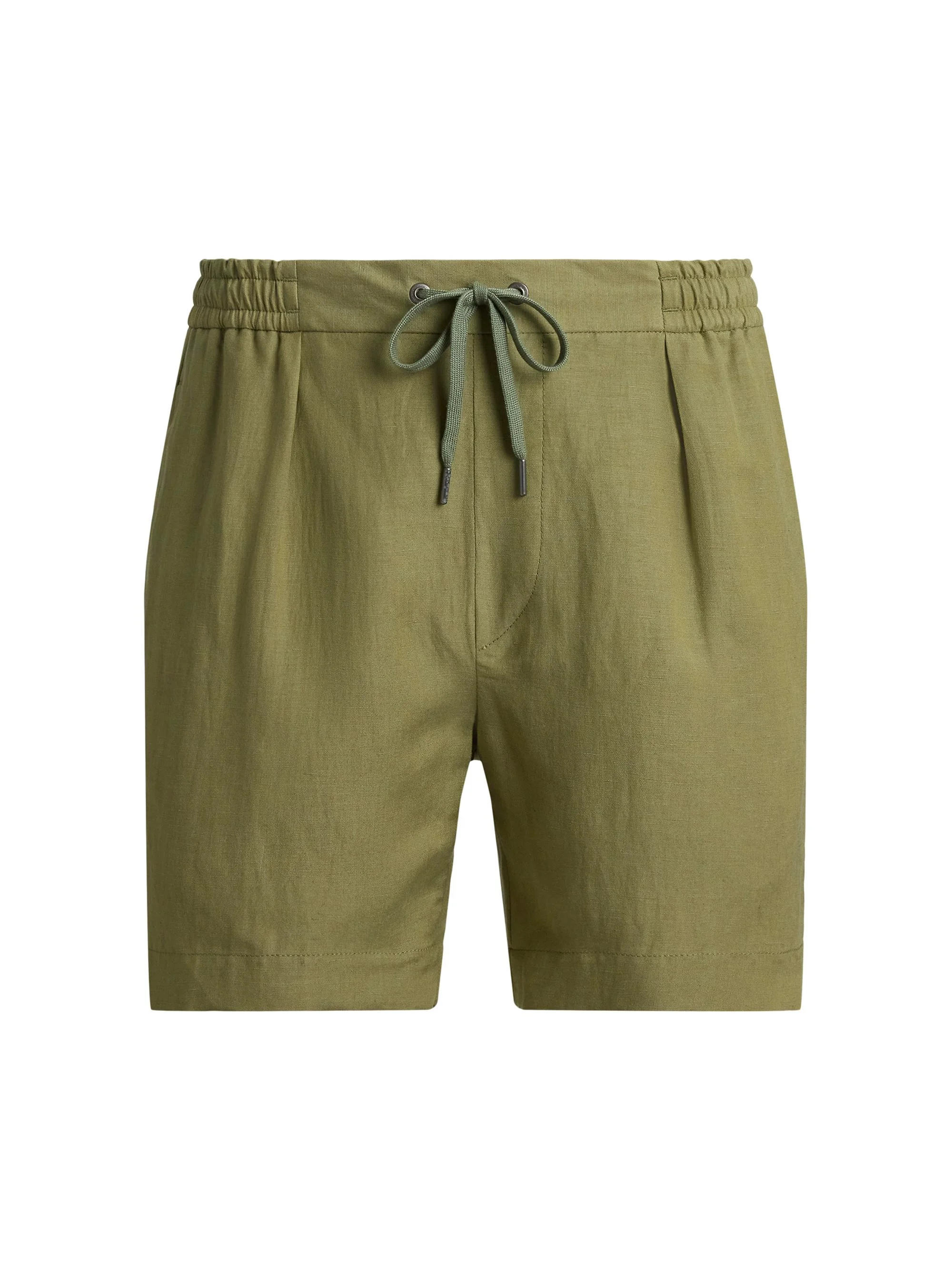 Men's Silk-Linen Drawstring Shorts - Fern Green - 1