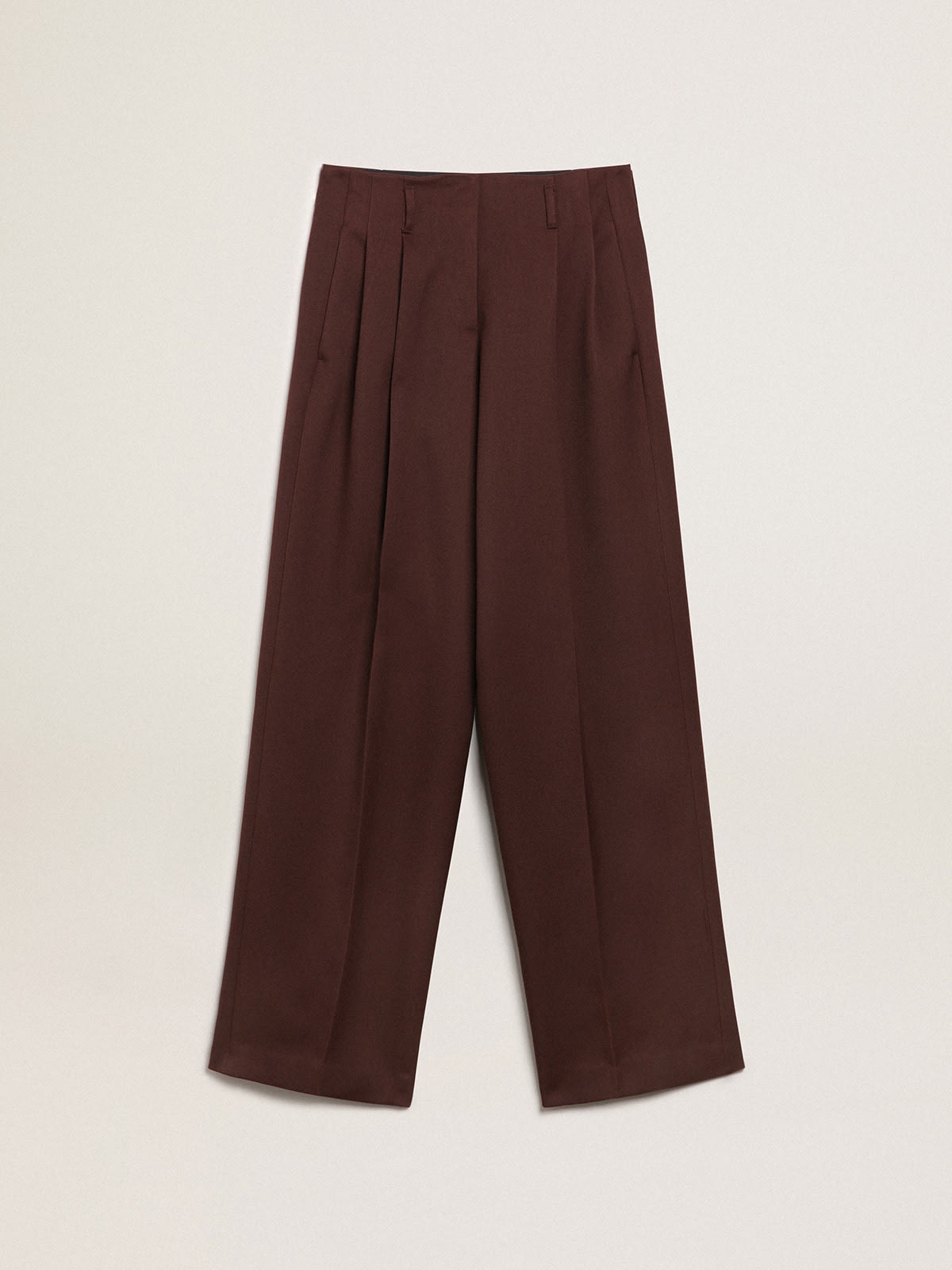 Golden Goose Women's pants in coffee-colored wool gabardine | goldengoose |  REVERSIBLE