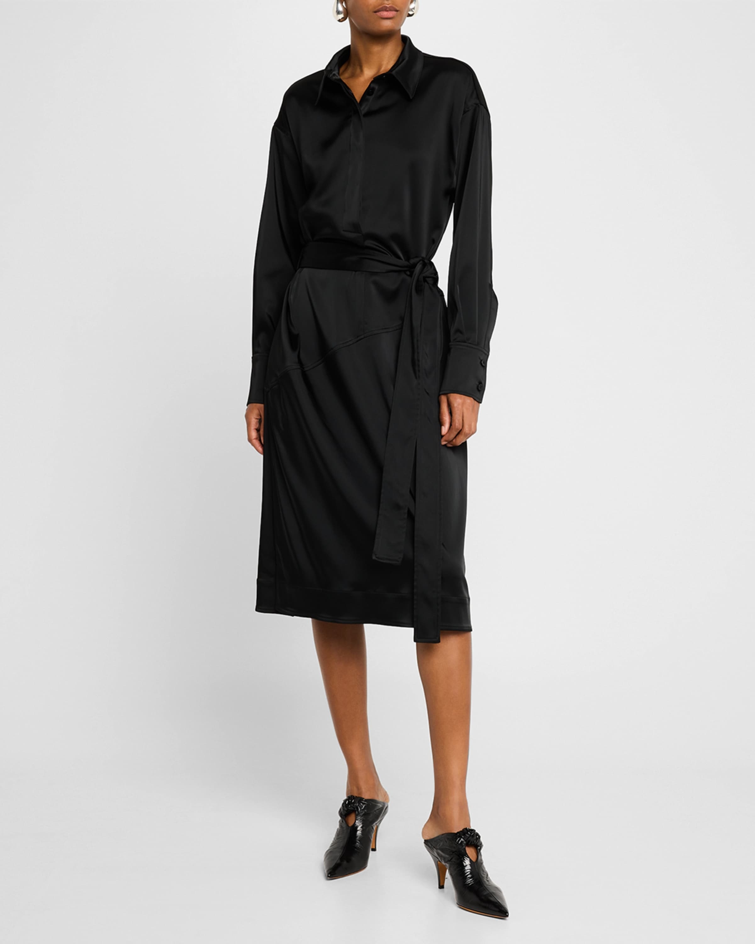 Andy Belted Technical Satin Midi Shirtdress - 2