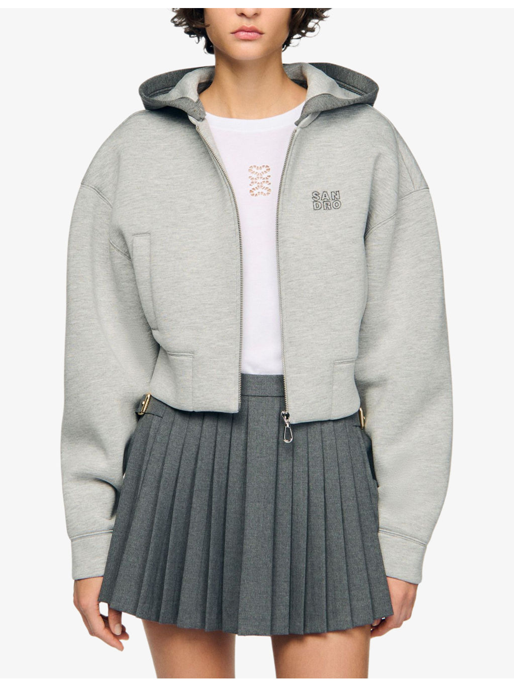 Contrast-hood regular-fit cropped sweatshirt - 3