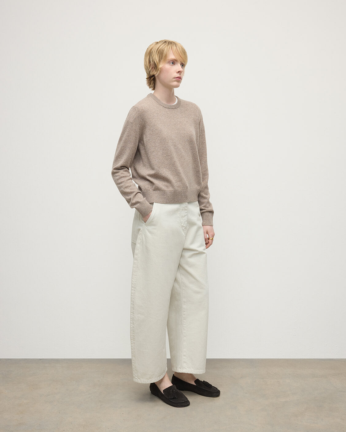 Classic Cashmere Brown Round Neck Jumper - 3