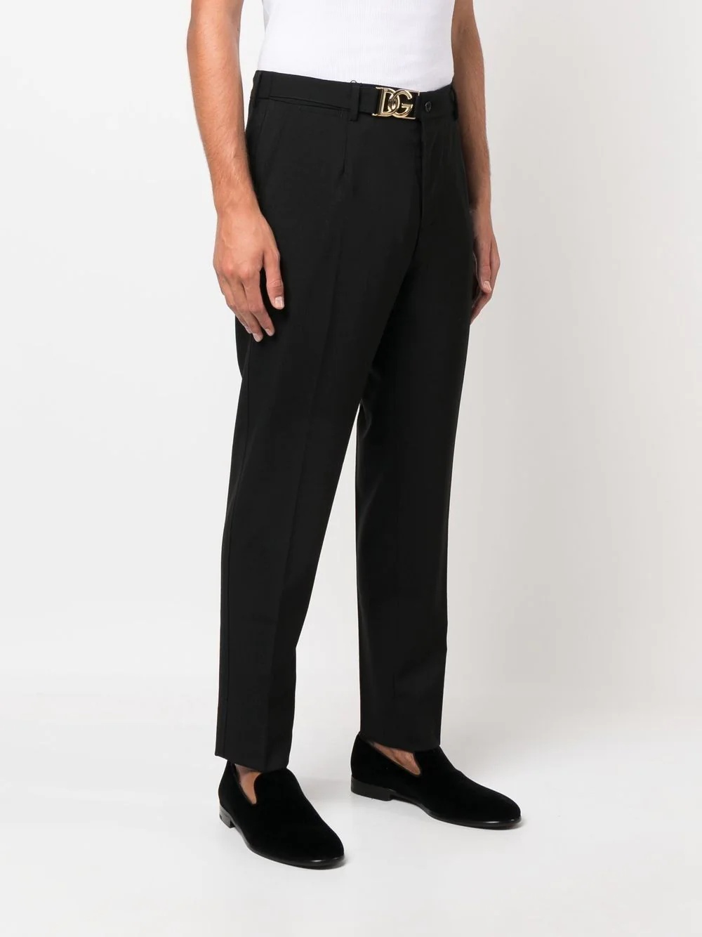 logo-buckle tapered trousers - 3