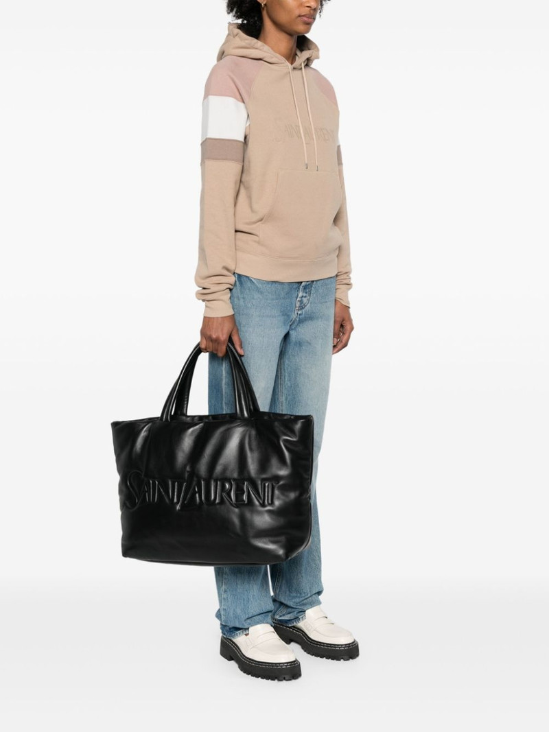 SAINT LAURENT logo-debossed leather tote bag outlook