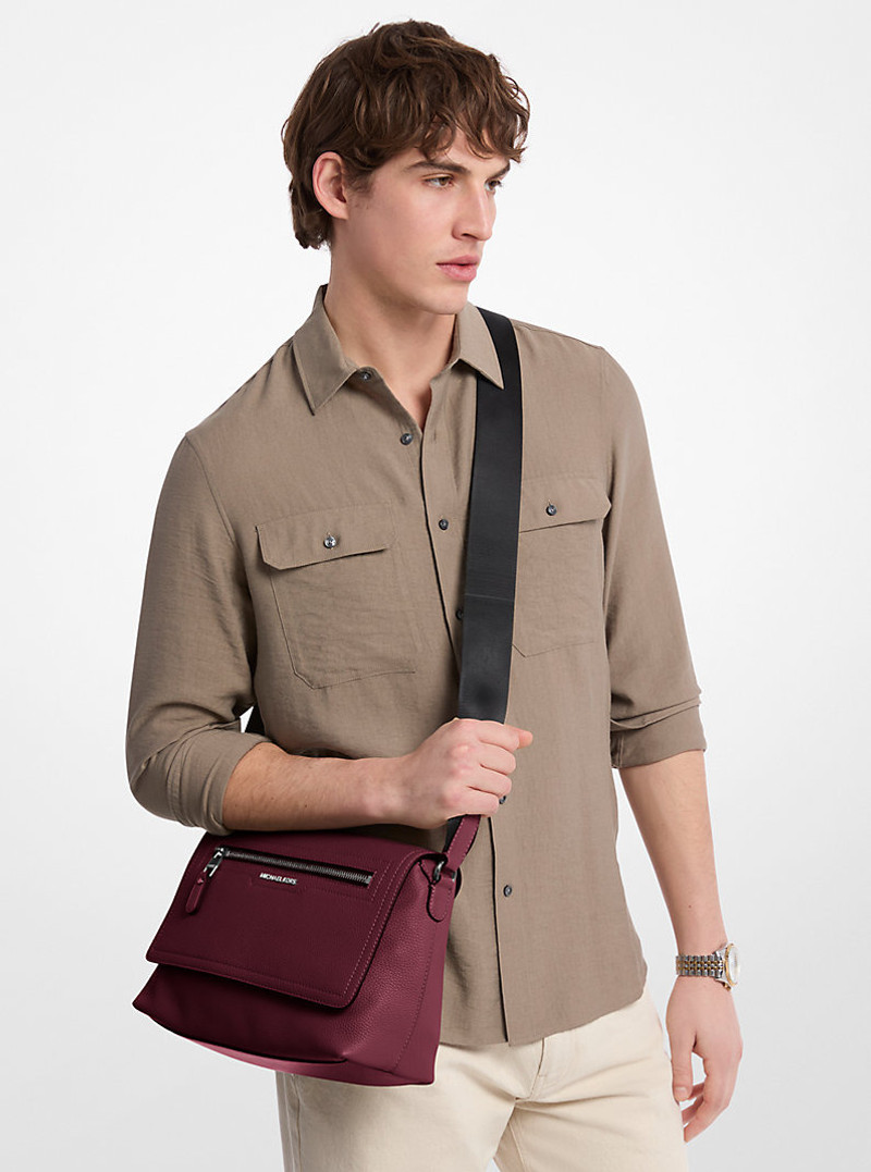 Hudson Small Pebbled Leather Messenger Bag 3