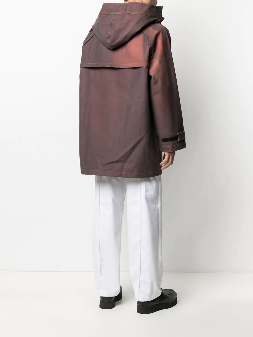 contrast stitching hooded raincoat - 4