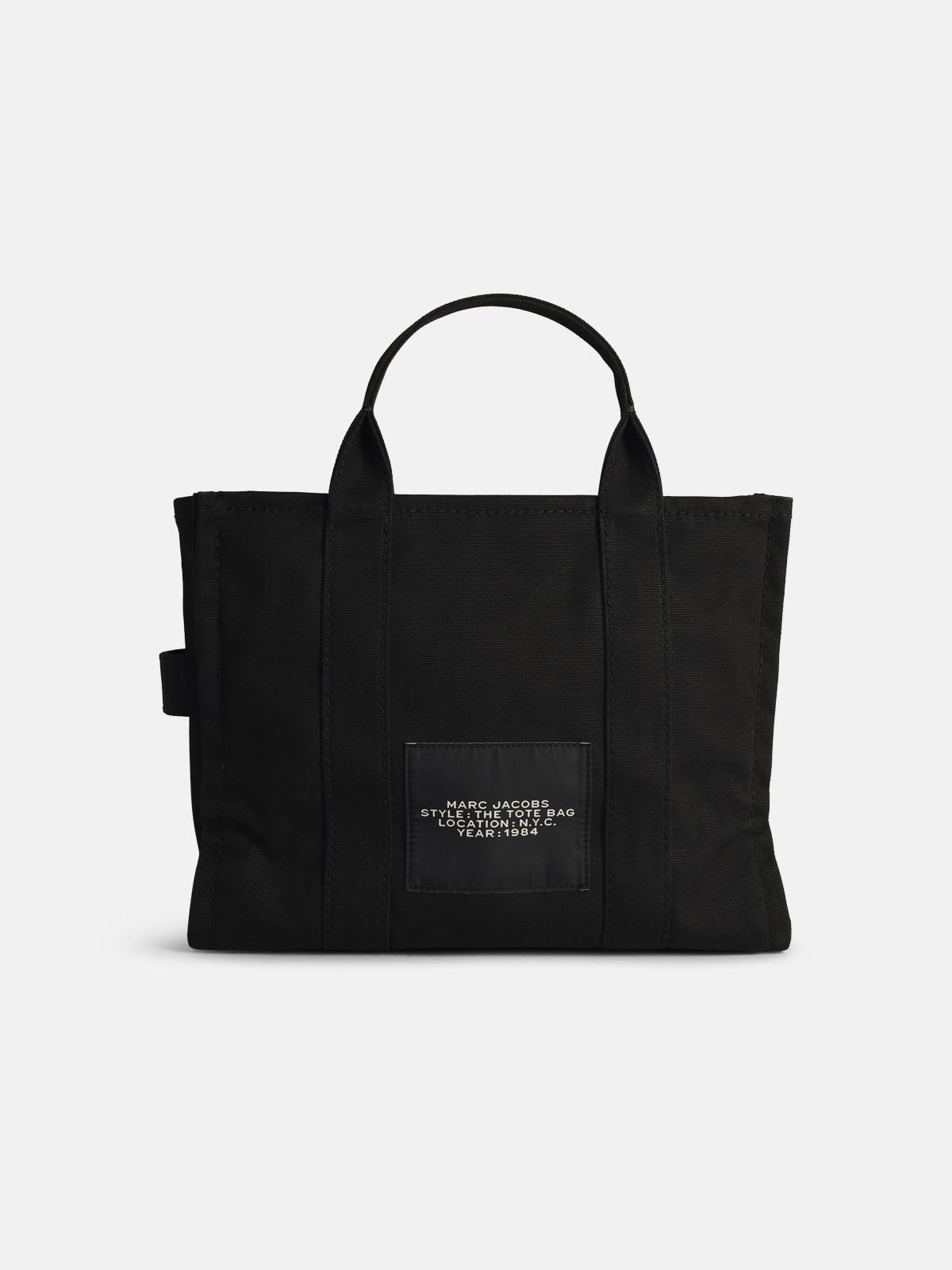 BLACK COTTON CANVAS SMALL TOTE BAG - 3