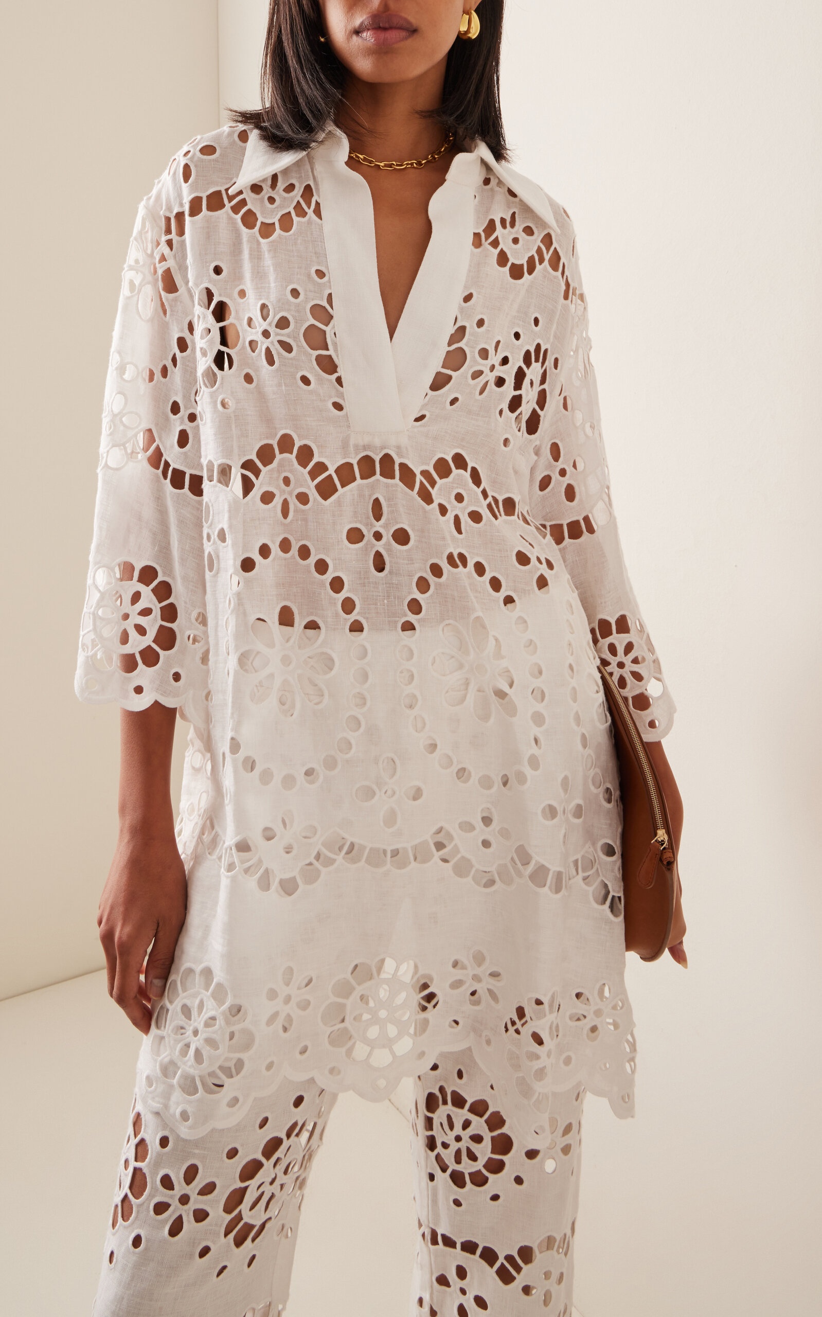 【送料&関税込】Zimmermann Lexi Embroidered Tunic Zimmermann Lexi Lace Linen Tunic Top ivory | modaoperandi