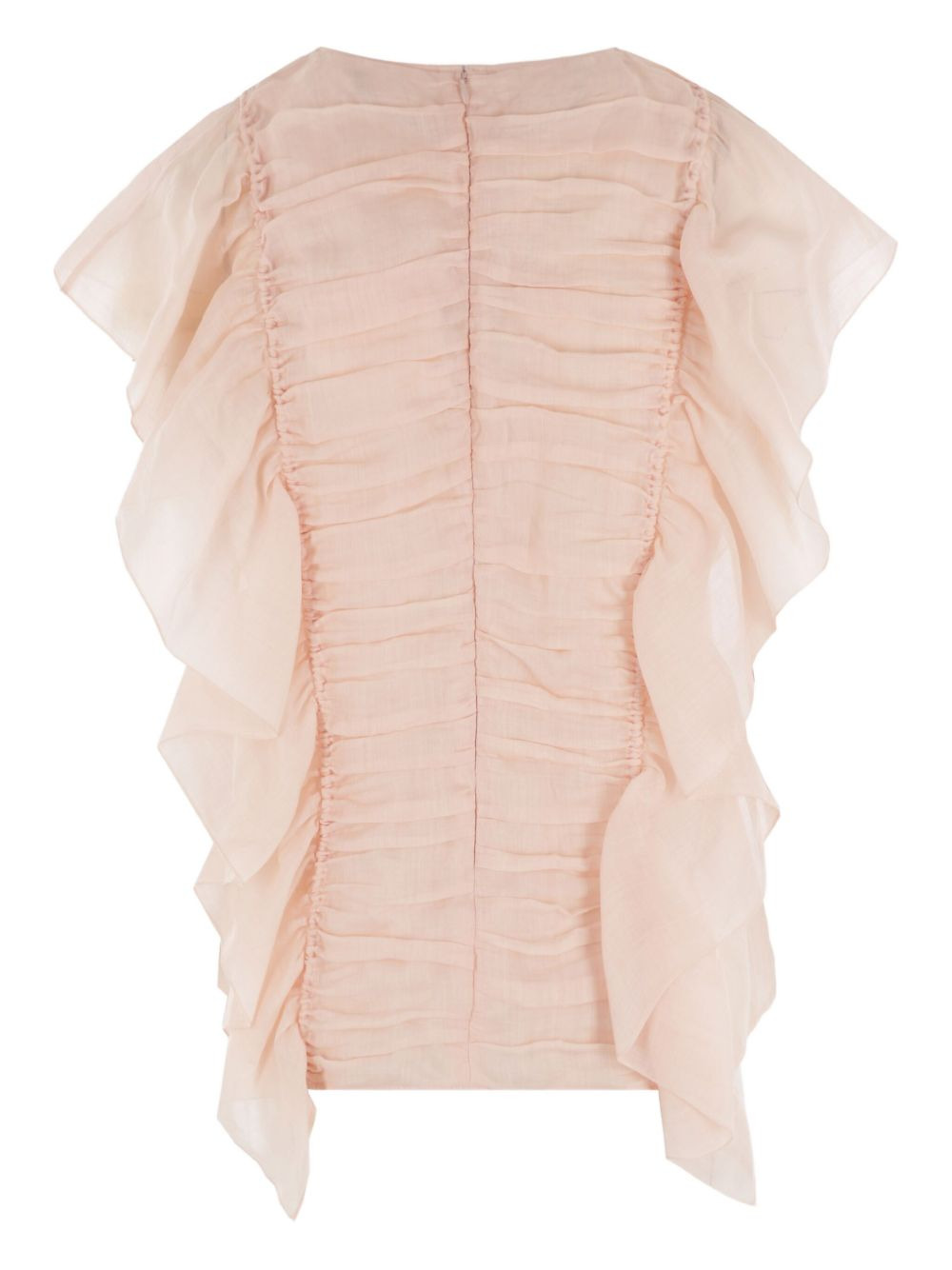 ruffle-trim ramie top - 3