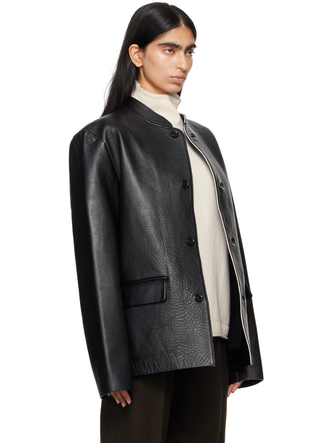 Black Bonded Leather Jacket - 2