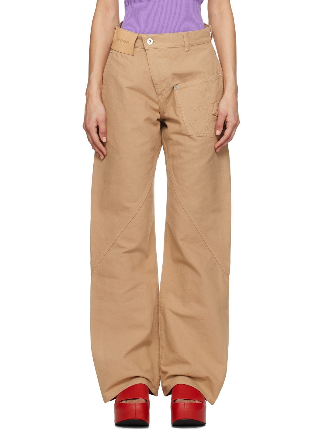 Tan Twisted Workwear Trousers - 1