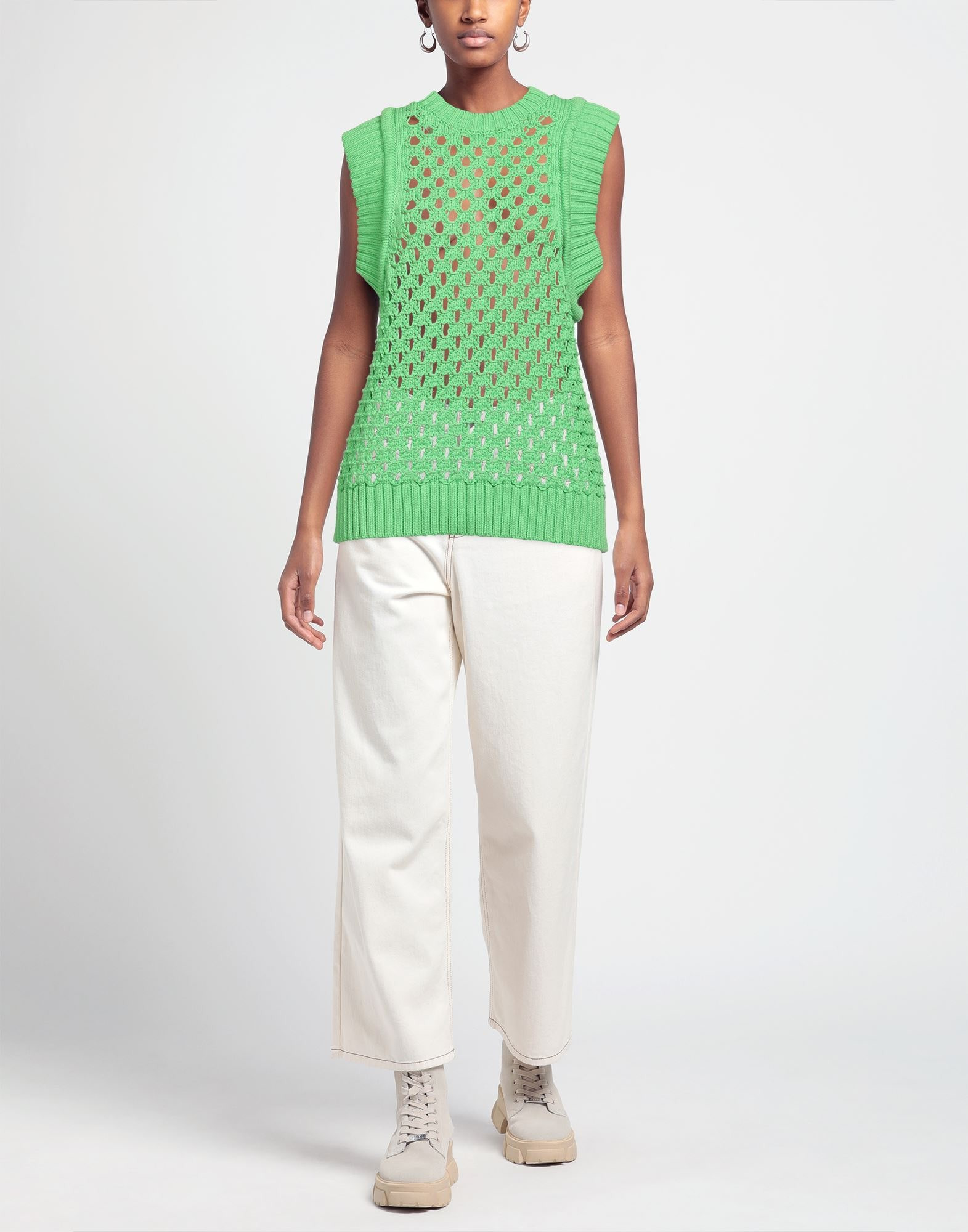 Green Women's Sleeveless Sweater - 2