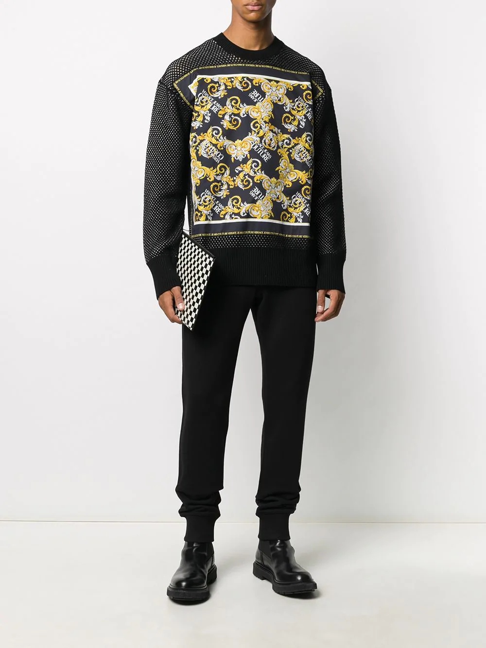 Barocco-print mesh sweatshirt - 2