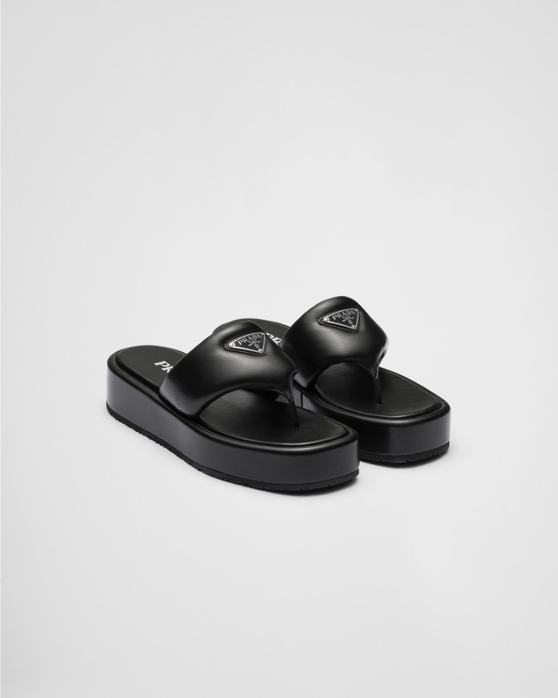 Prada Soft padded nappa leather thong wedge sandals - 1