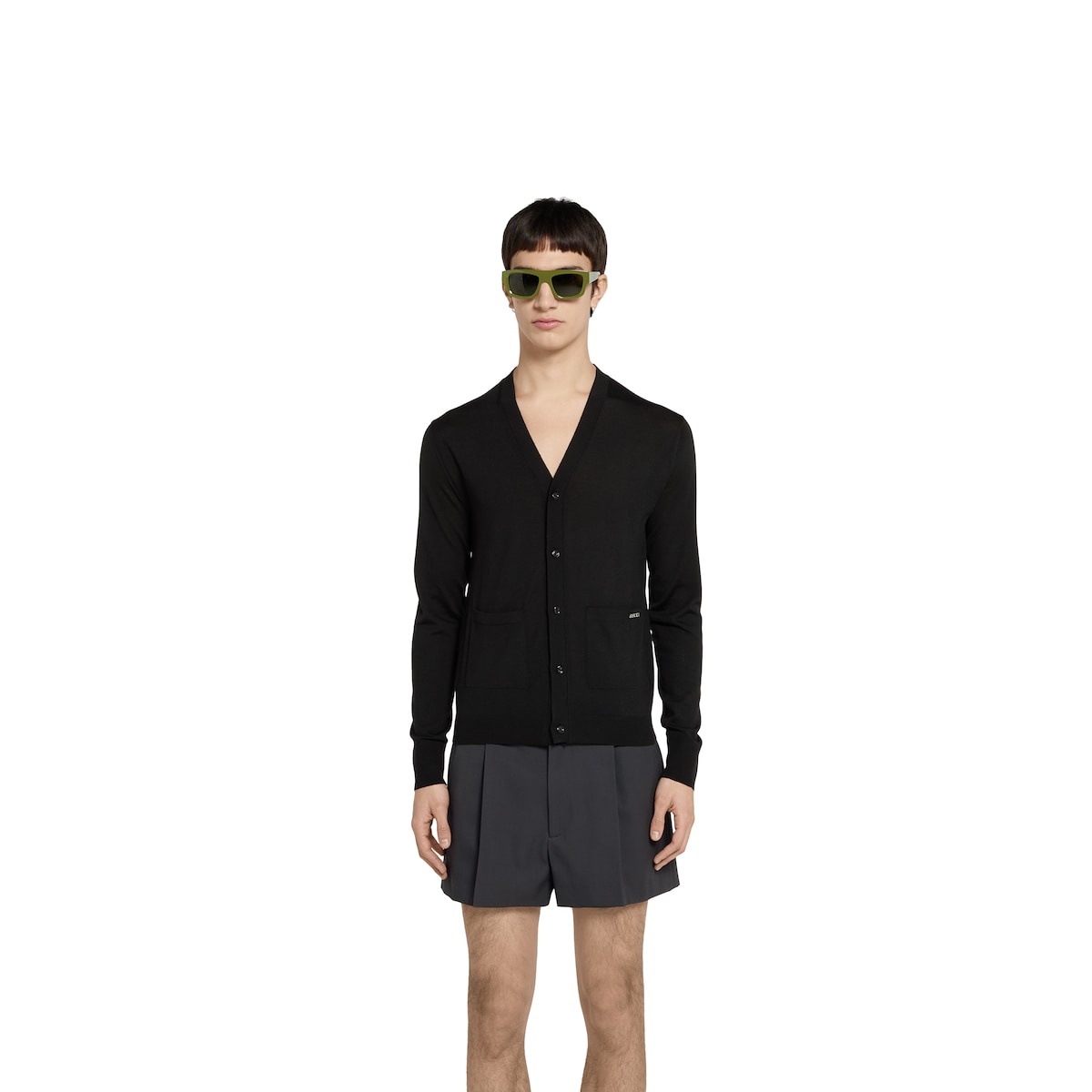Fine wool knit cardigan with intarsia - 3