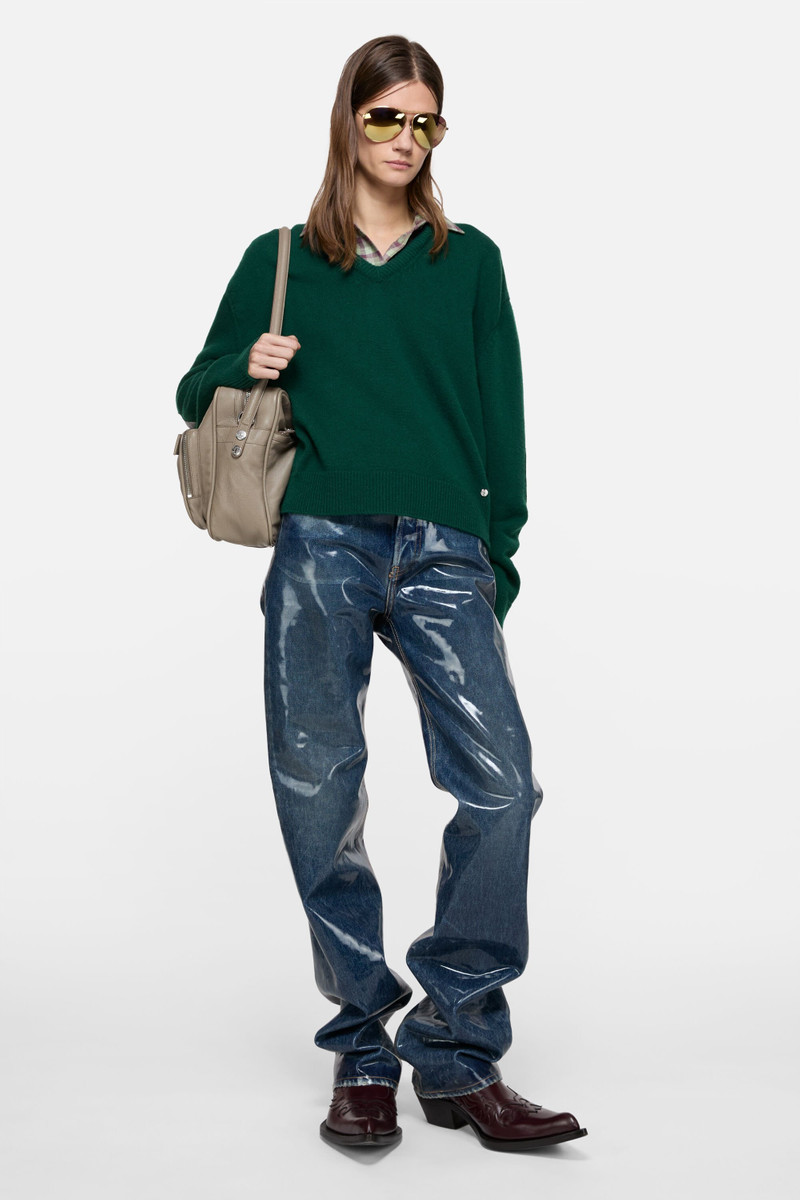 Acne Studios Wool knit with cut-out - Dark green outlook