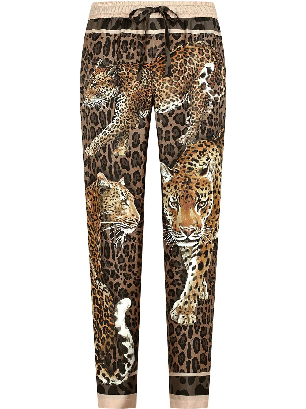 leopard-print silk track pants - 1