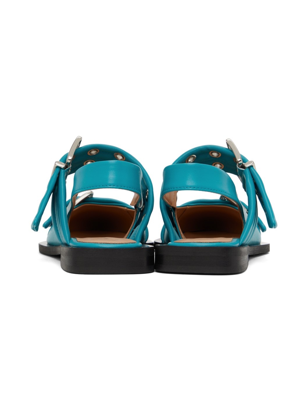 Blue Feminine Buckle Ballerina Flats - 2