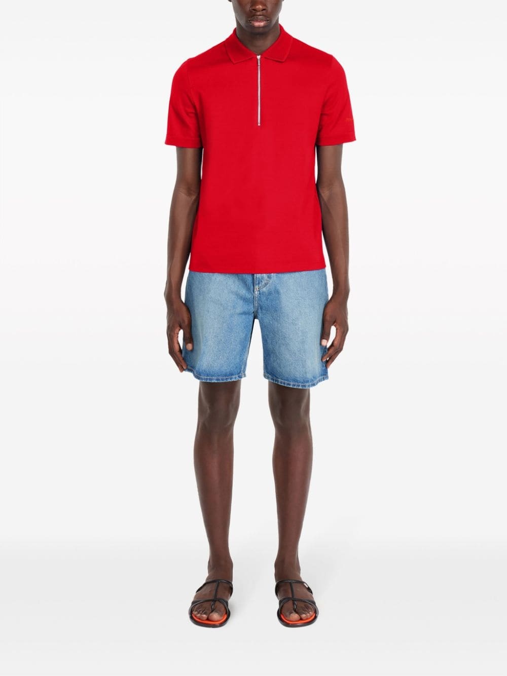 half-zip cotton polo shirt - 2