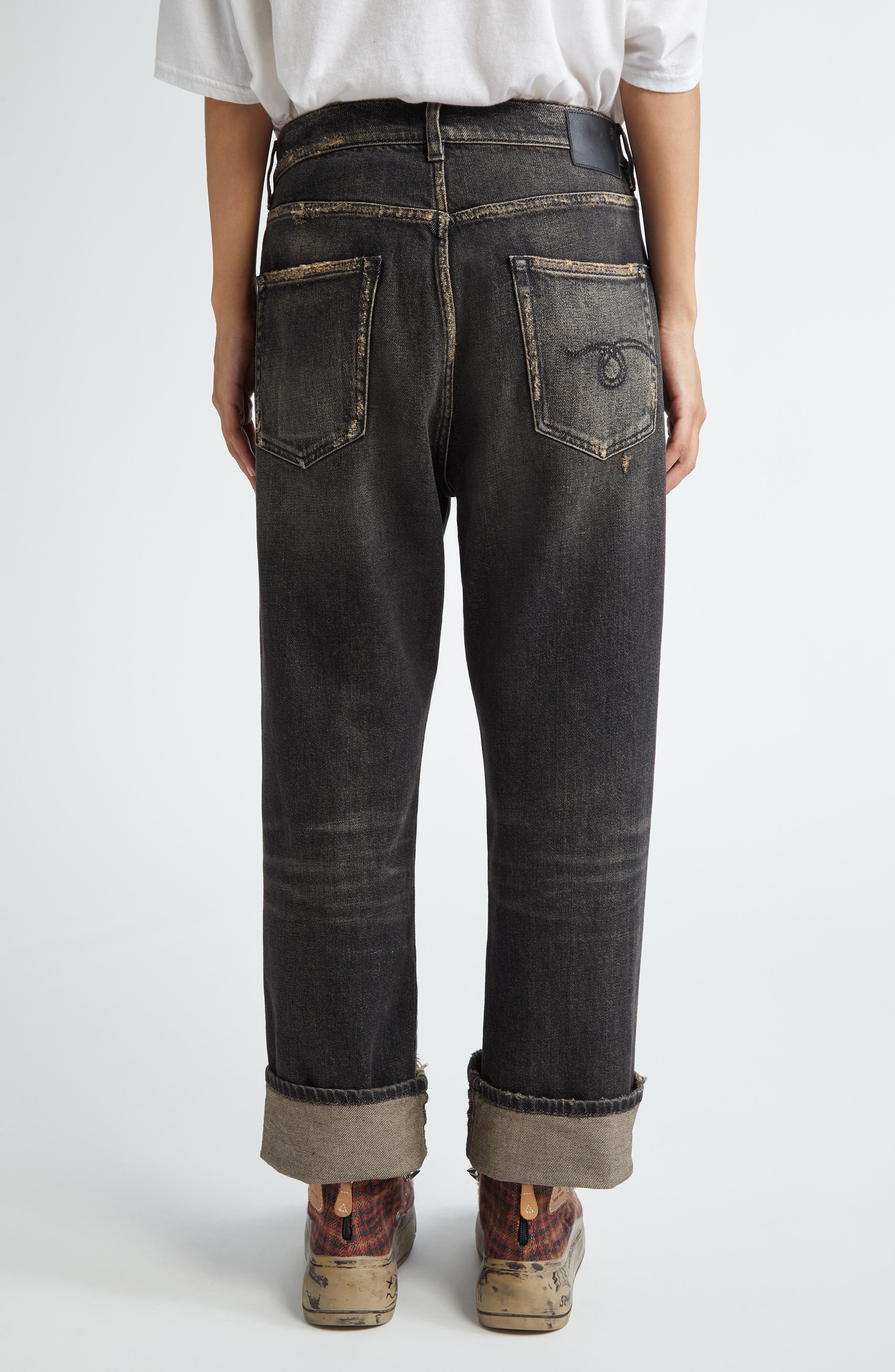 R13 Cuffed Ex-Boyfriend Jeans in Abbey Black at Nordstrom - 3