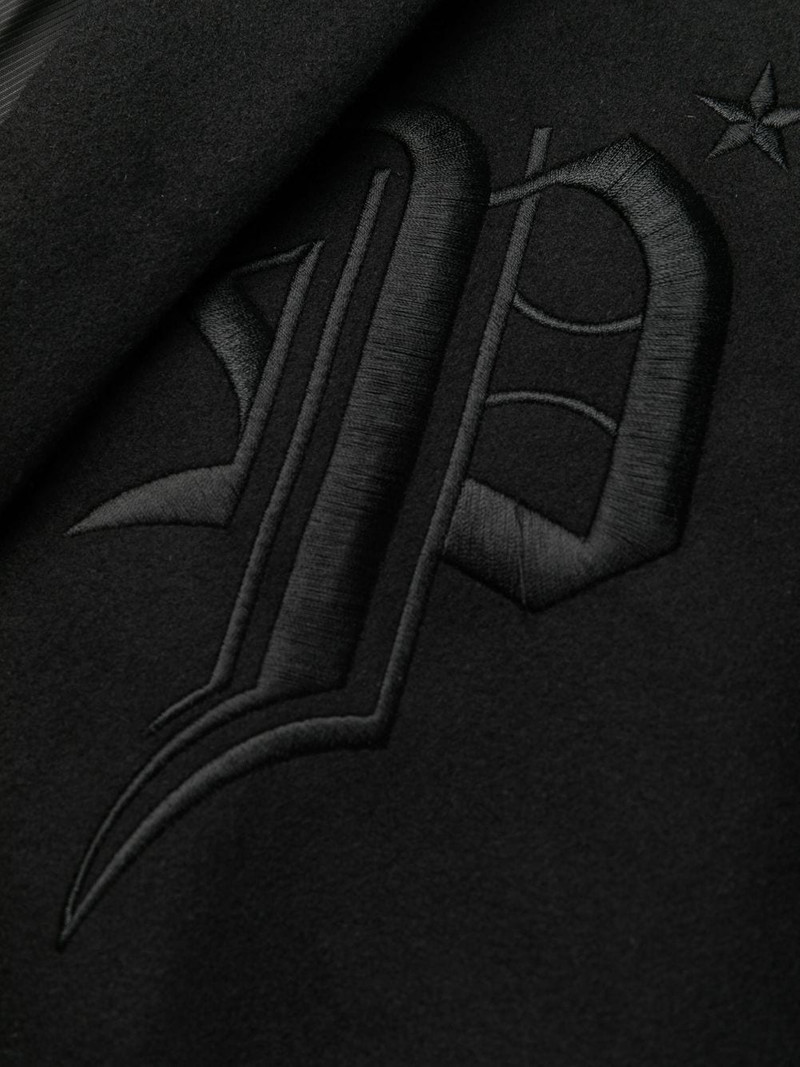 embroidered-logo single-breasted coat 7